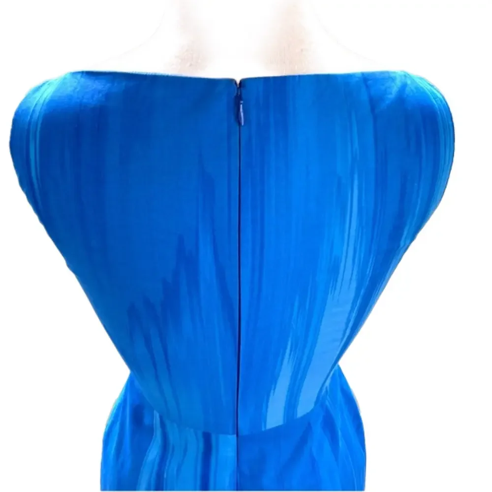 Tahari Notched V-Neck Blue Size 4 Dress Sleeveless Lined Sheath Dress - Picture 6 of 11
